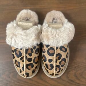 Ugg Leopard Print Slippers with Faux Fur Lining